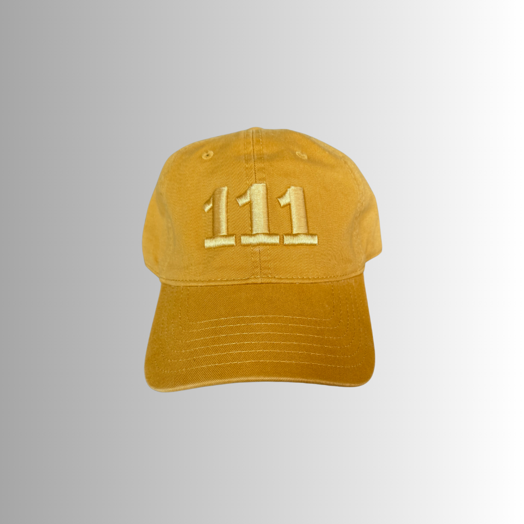 111 Embroidered Dad Hat - Mustard
