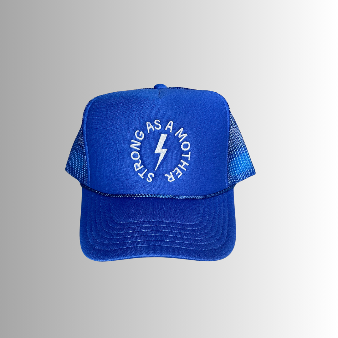 Strong as a mother Embroidered Trucker Hat - Royal Blue