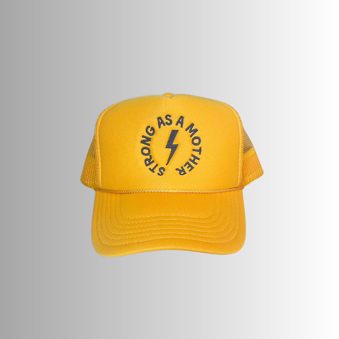 Strong as a mother Embroidered Trucker Hat - Yellow