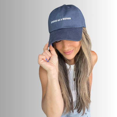 Strong as a mother Embroidered Dad Hat - Navy