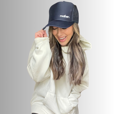 The Mini Mother Embroidered Women's Trucker Hat - Navy