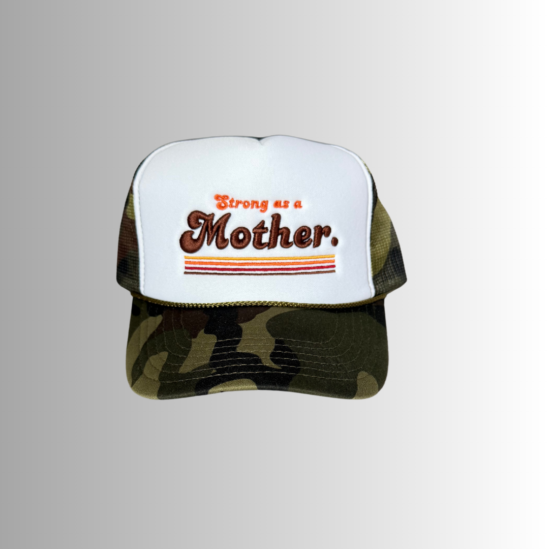 RETRO MOTHER. -  Embroidered Trucker Hat - Camo