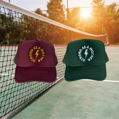 Strong as a mother™ Embroidered Trucker Hat - Forest Green