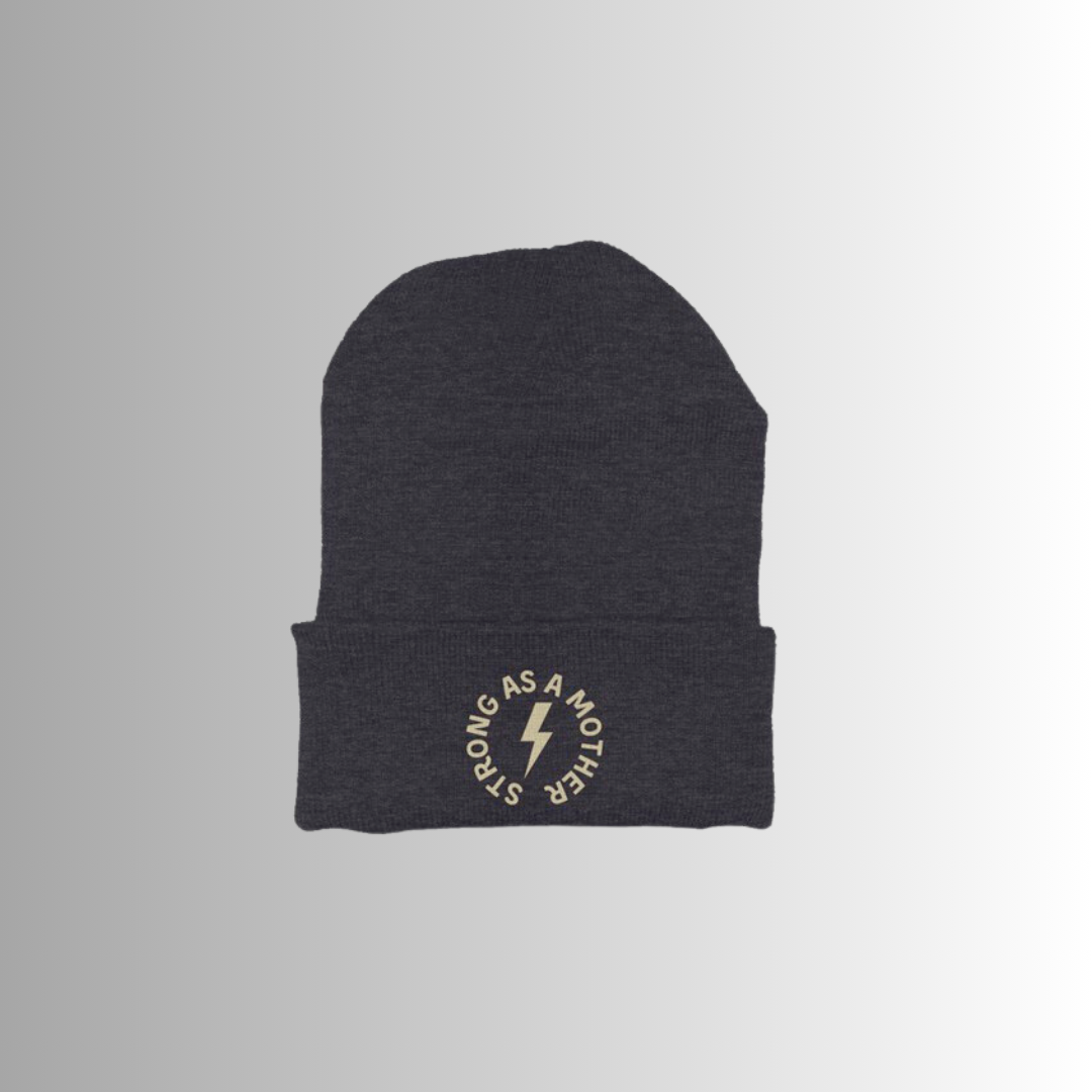 Strong as a mother™ Embroidered Beanie - Charcoal Gray